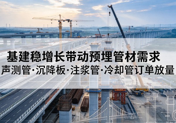 辽源基建稳增长带动预埋监测管材需求，声测管、沉降板、注浆管订单持续放量